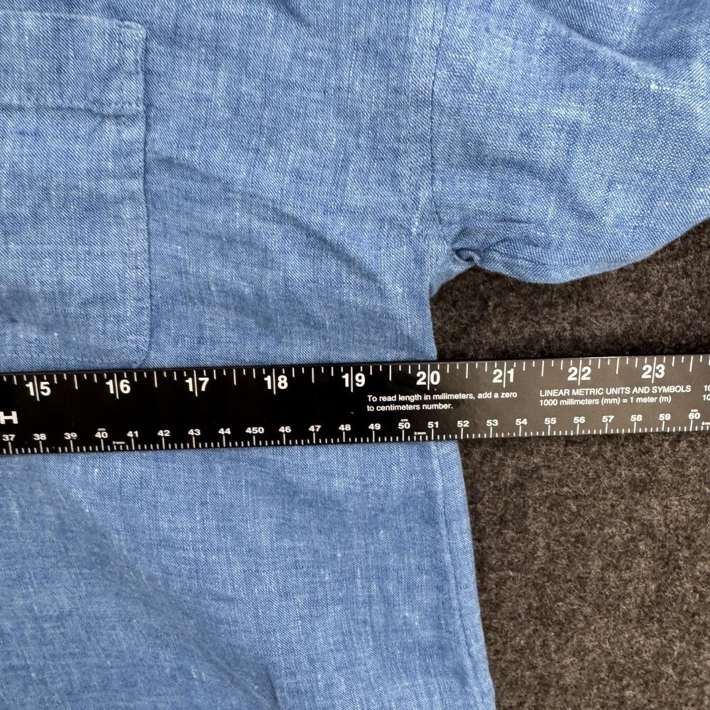 Pure Jill Linen Shirt Womens Small Blue Tunic 3/4 Sleeve V Neck Casual - Picture 4 of 8